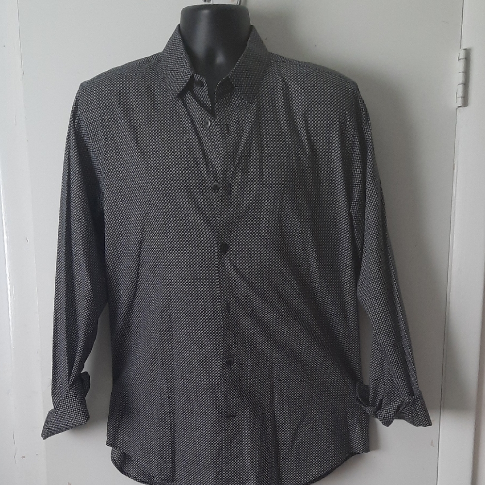 Express Black Casual Button Down Shirt with Classic Collar